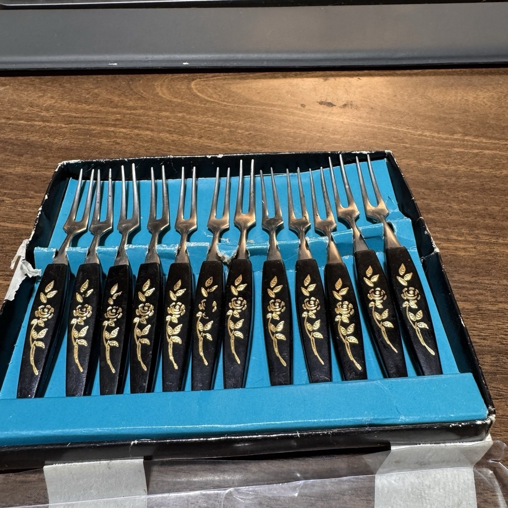 OPEN BOX VTG Rostfrei Germany Party-Gabeln Cocktail Hors d'oeuvre Little Forks